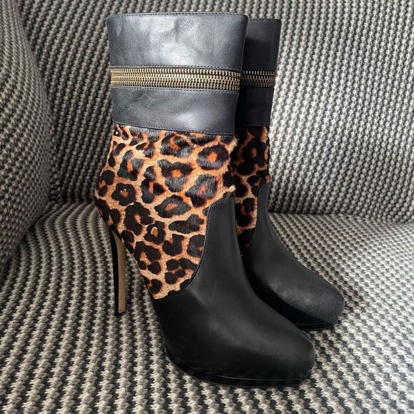Michael Kors Haya Bootie leopard print calf hair stiletto women’s shoe size 9 - Picture 1 of 14